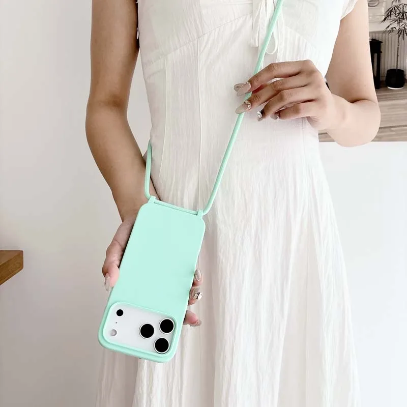 Luxury Strap Lanyard Phone Case - Candy Color Soft Silicone TPU Cover