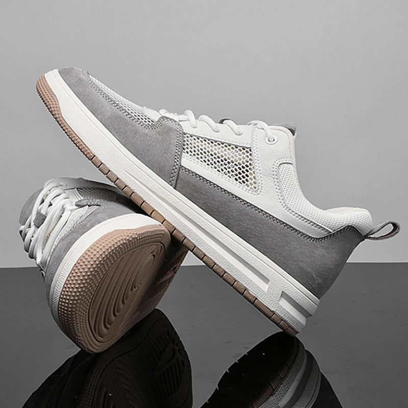 Men's Height-increasing Sneakers Hollow Ventilated Mesh Shoes Summer Low-top Thick-soled Sports and Casual Shoes Trendy Shoes