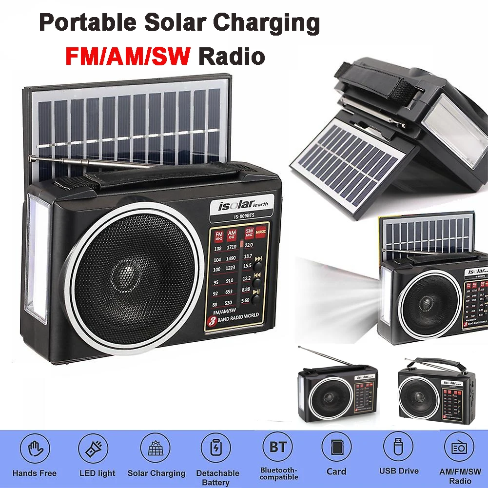 Radio Portatile Dinamo e Solare USB Micro SD Wireless e Powerbank RA 7F30 BT Grigio Radio Portatile Dinamo e Solare USB Micro SD Wireless e Powerbank RA 7F30 BT Grigio
