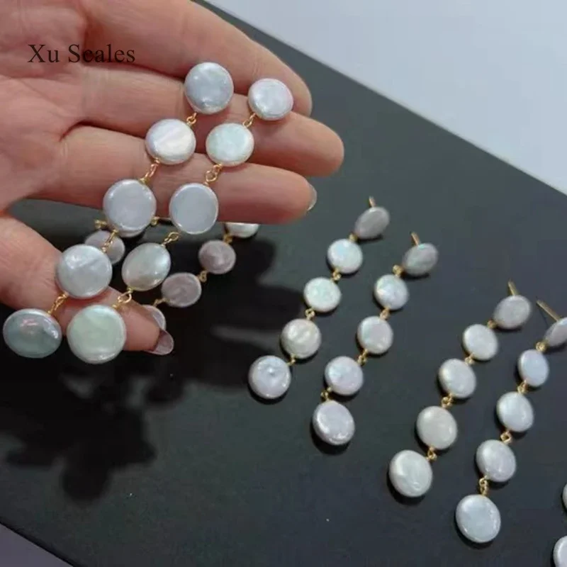 Orecchini Goccia In Perle D'acqua Dolce Naturali Barocche, Fiore, Argento 925 Placcato Oro