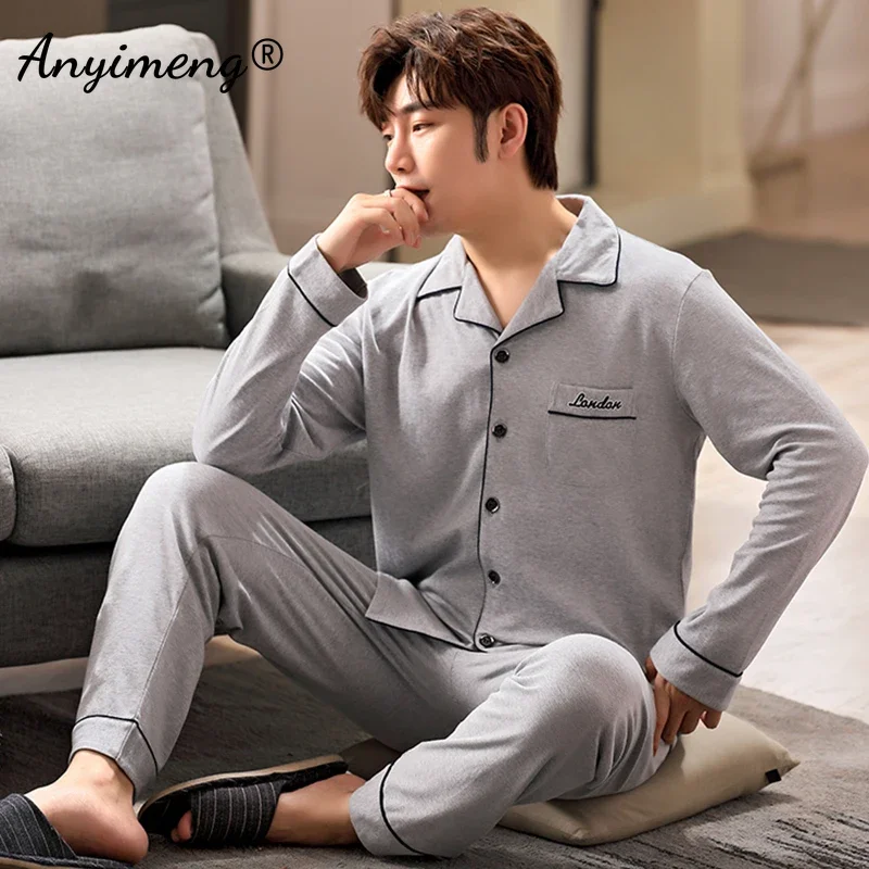 Plus Size 3xl 4xl 5xl 6xl Big Guys Pajamas for Men Large Loungewear Cardigan Plaid Fashion Homewear Fat Man's Pijamas Father Pjs pajama sets