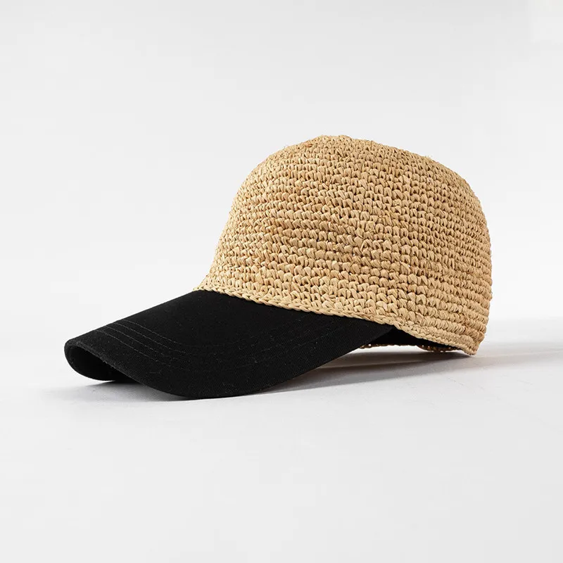 

Spring summer fashion leisure straw woven splicing outdoor shopping travel sunscreen straw hat baseball cap