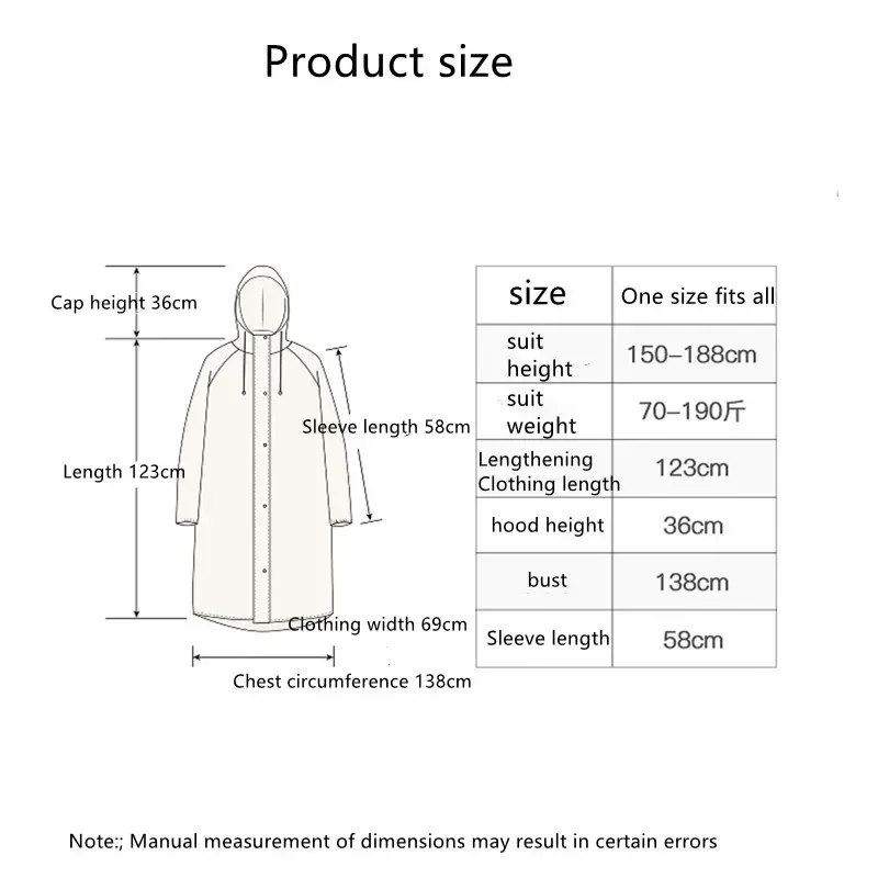 Raincoat Poncho Waterproof Raincoat Adult Travel Poncho