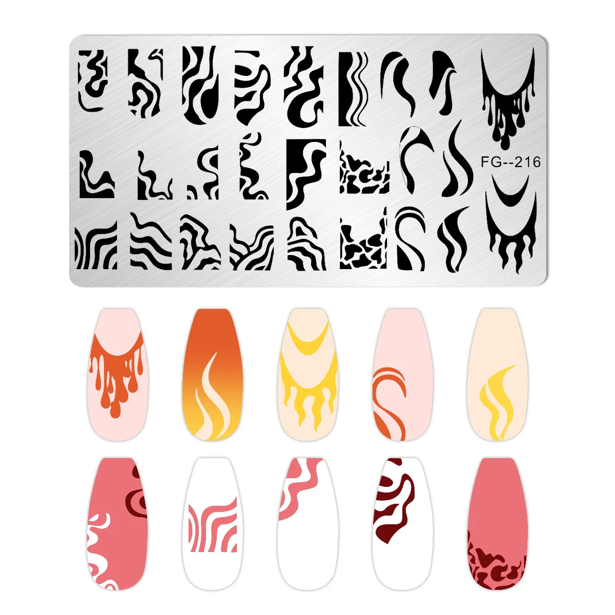 French Nail Art Stamping Plate Geometry Wave Line Drawing Templates Nail Art Stamping Plate smile Nail Charm Mold Stencil Tools 6