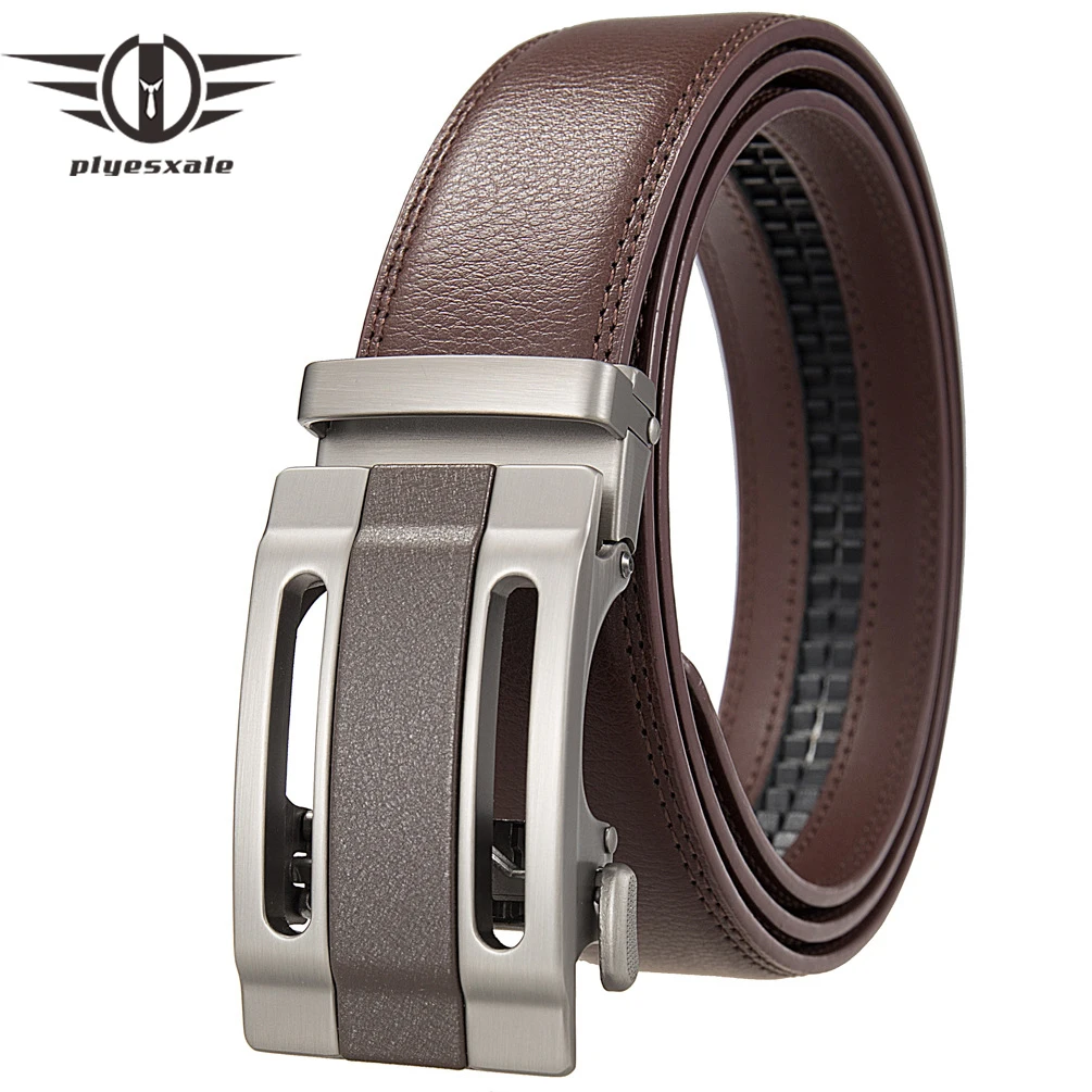 

Plyesxale New Luxury Designer Men Belt Cow Genuine Leather Men's Automatic Buckle Belt for Jeans Black Coffee Formal Belts B1541