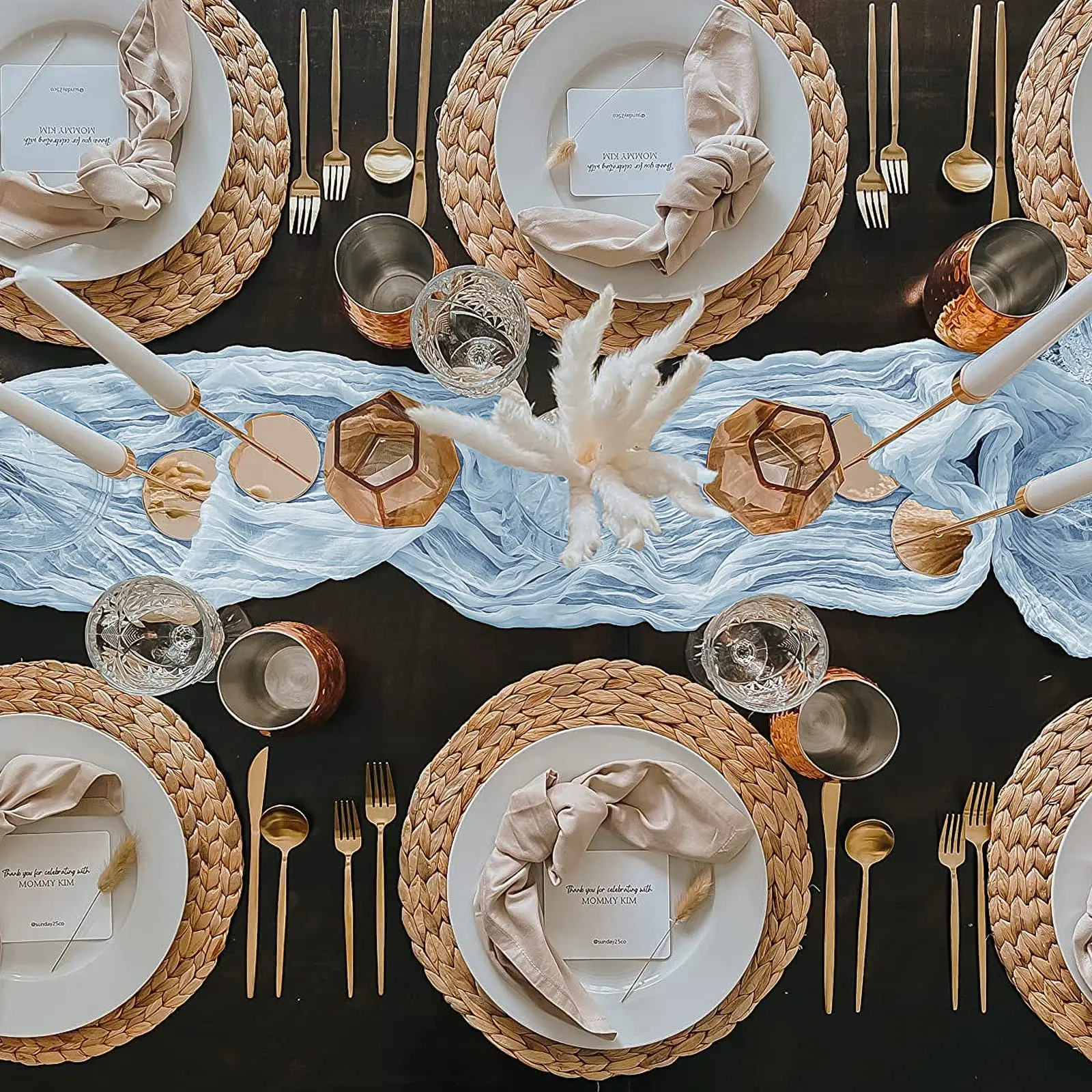 10PCS Wholesale Gauze Table Runner Wedding Semi-Sheer Vintage Cheesecloth Dining Party Christmas Banquet Arches Cake Table Decor 5