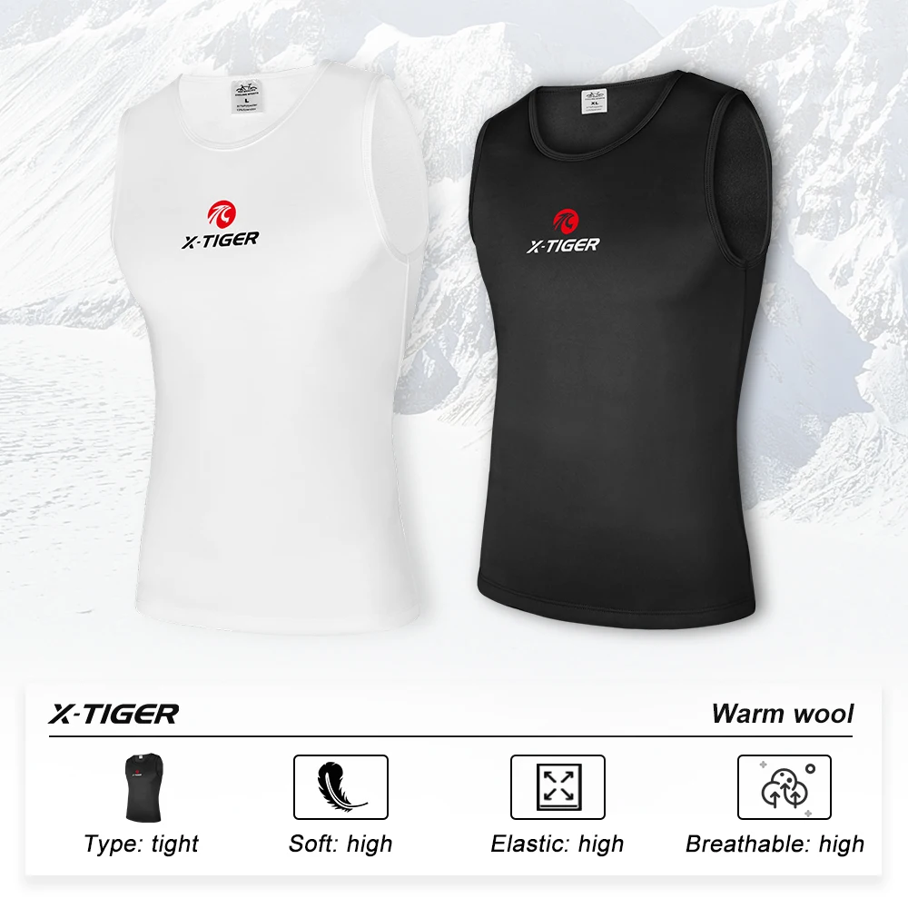 Cycling Jersey X-TIGER Winter Sleeveless Fleece Base Layer Sports Bike Shirt