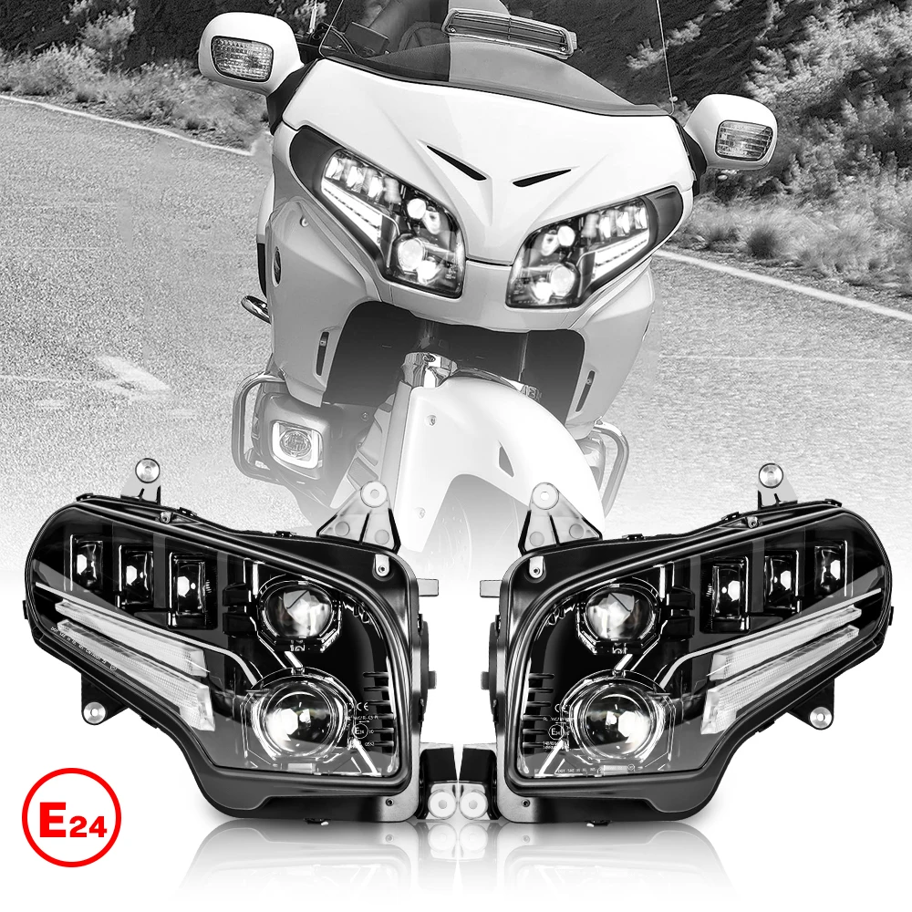 

Фары мотоциклетные 120 Вт с ДХО для Honda GoldWing 1800 GL1800 2001-2017, 2 шт.