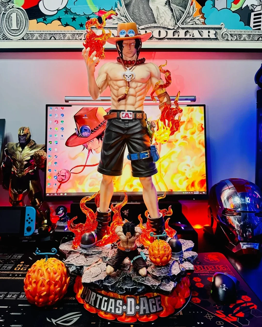 New 70cm One Piece 1/3 Ace Gk Figures Fantasy Third Anniversary