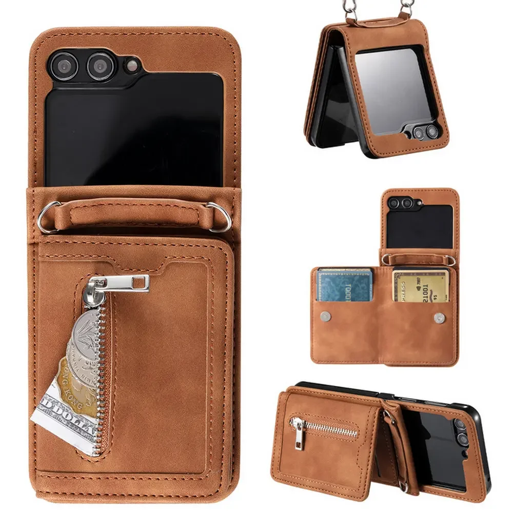 Per Samsung Z Flip 5 4 3 5G Flip Case Portafoglio In Pelle Di Lusso Con Cerniera Cover Per Samsung Galaxy Z Flip5 Case Z Flip4 Flip 3 Funda