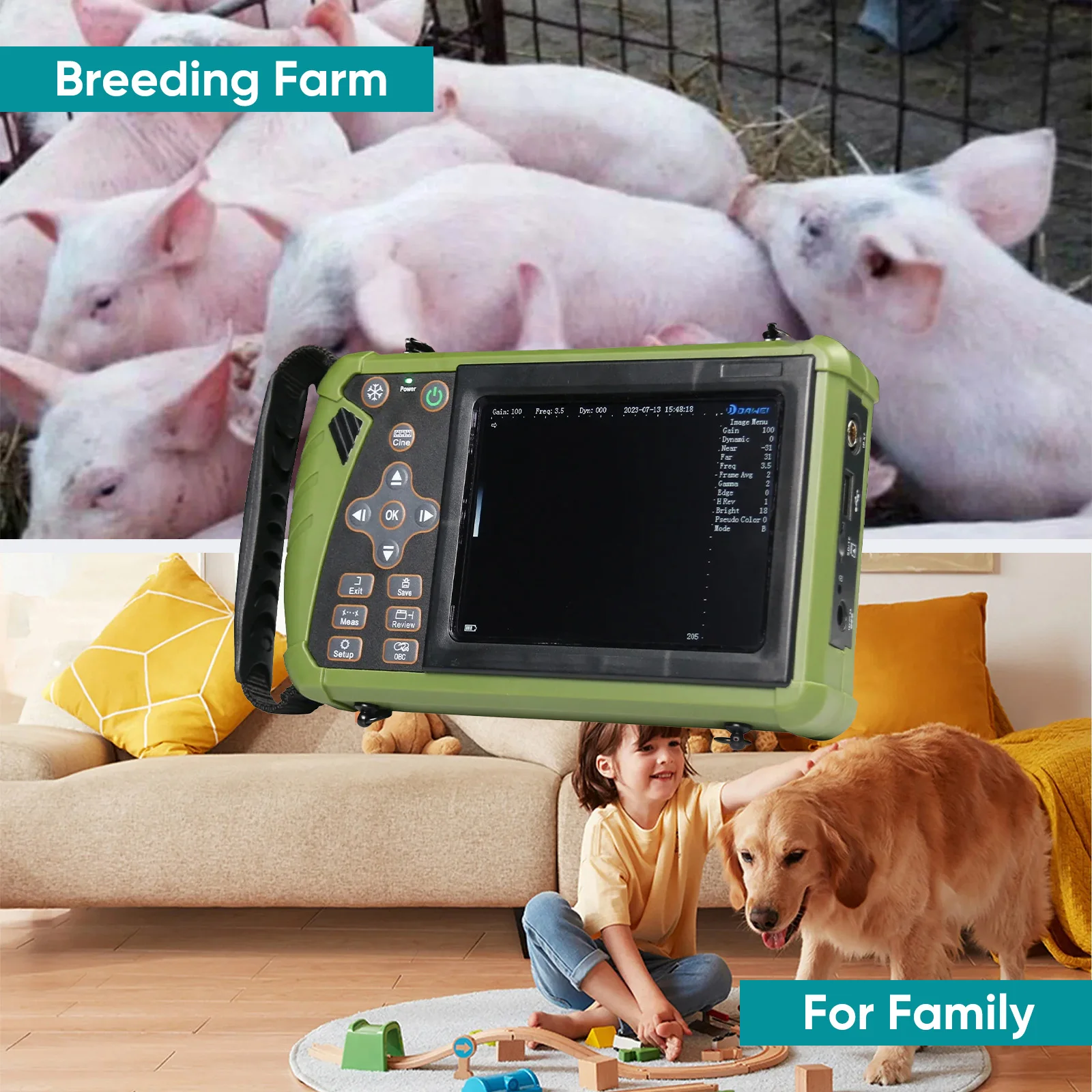 3.5MHz Veterinary Ultrasound Machine Convex Probe Vet Pregnancy Scanner Portable for Pig Sheep Dog Animals