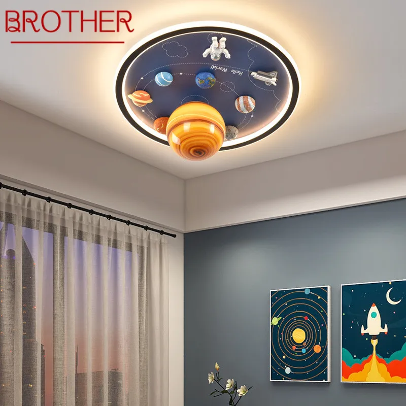 

BROTHER Children's Planet Ceiling Lamp LED Creative Cartoon Light For Home Decor Kids Room Kindergarten With Remote Control
