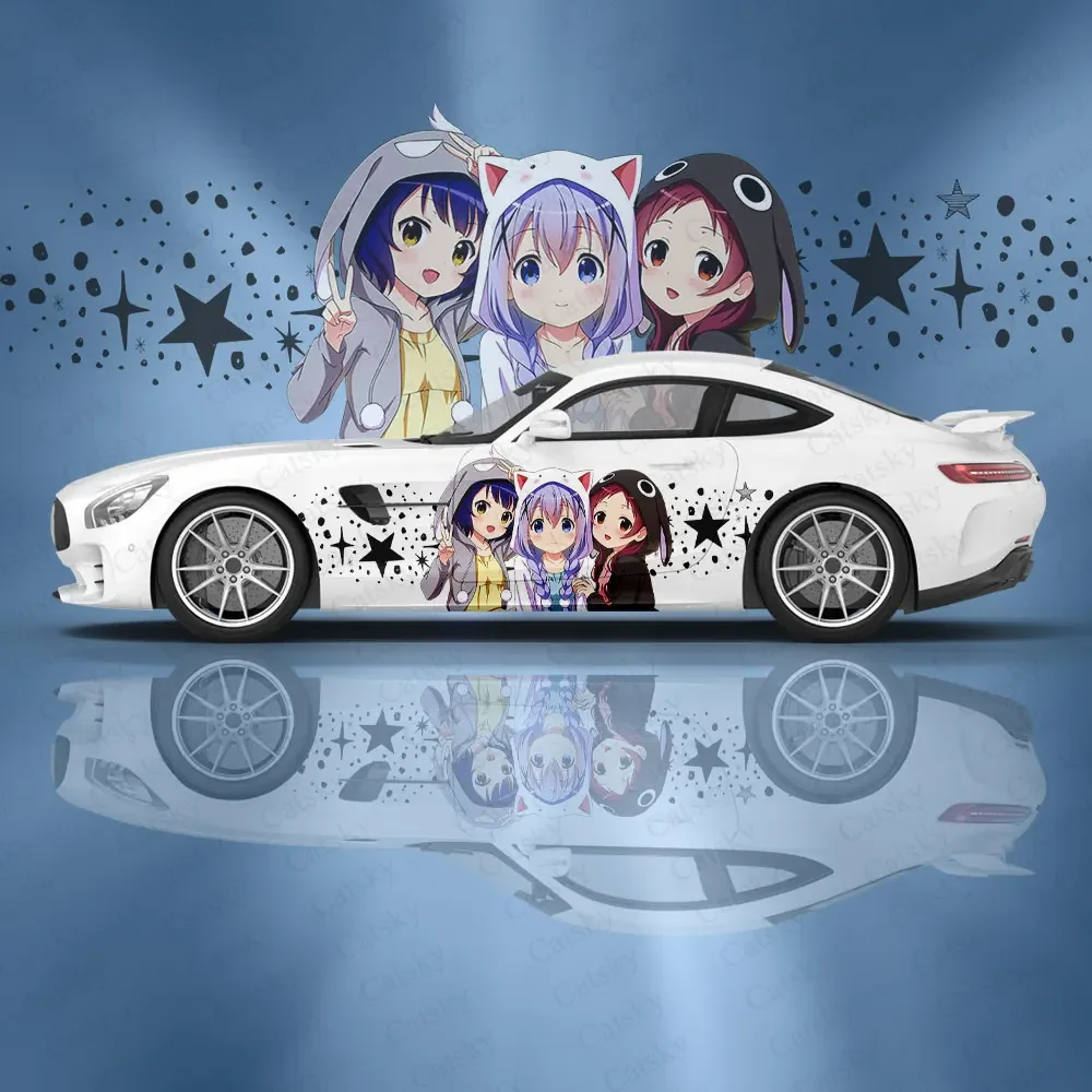

Gochuumon wa Usagi Desu ka Car Accessories Anime Itasha Body Stickers Auto Side Film Decal Body Sticker SUV Decoration Pattern