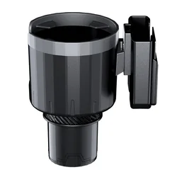 Versatile Car Cup Holder with Phone and Card Slots (Black)