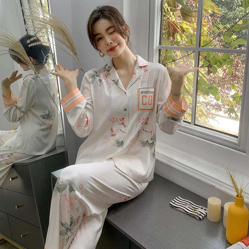 New women's elegant pajamas printed home clothes two-piece set pajamas for women