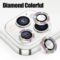 Premium Metal Camera Lens Protector Set - 3 Pack - 13 or 13 mini (Diamond Colorful)