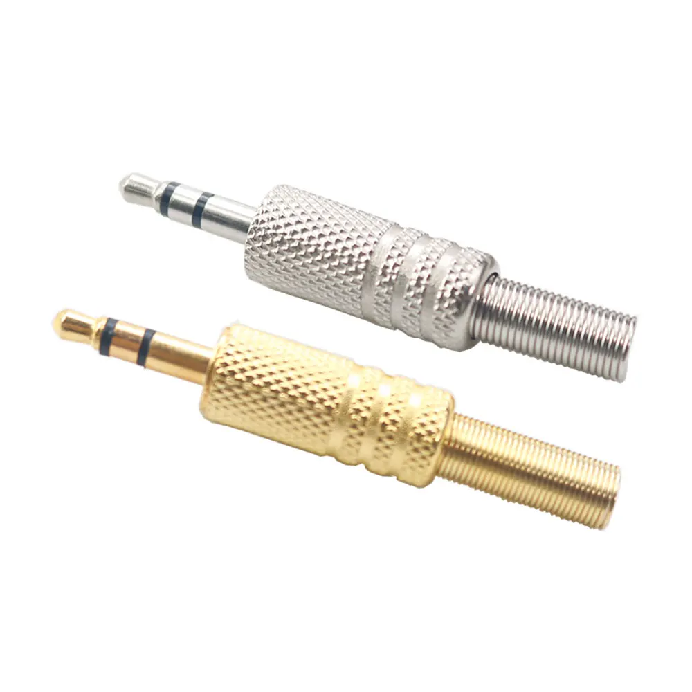 

5pcs 3 Poles 3.5 jack Plug Connector Stereo Metal 3.5 Plug & Jack Adapter With Spring Solder Wire Terminals