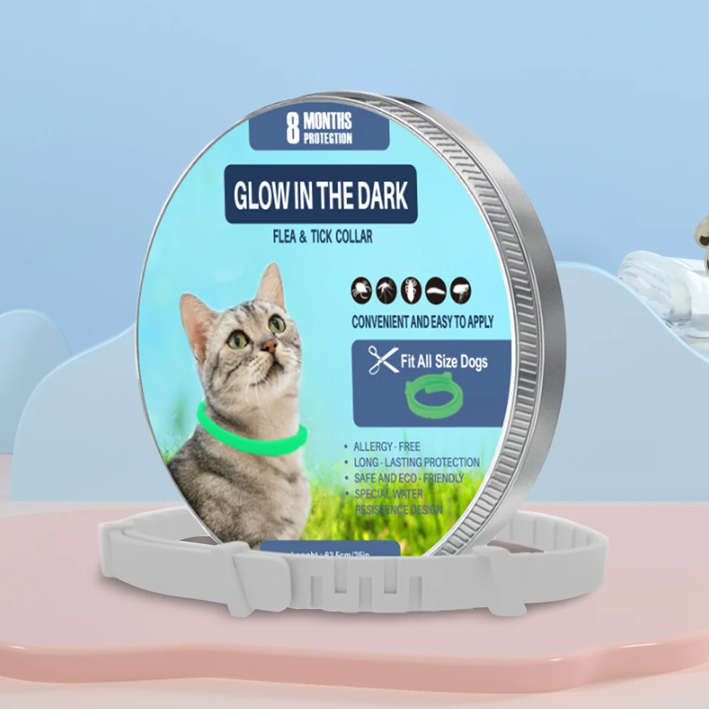 Pet Flea Collar Flea and Tick Collar Luminous Up To 8 Months Protection Adjustable Size Fluorescent for Dogs and Cats