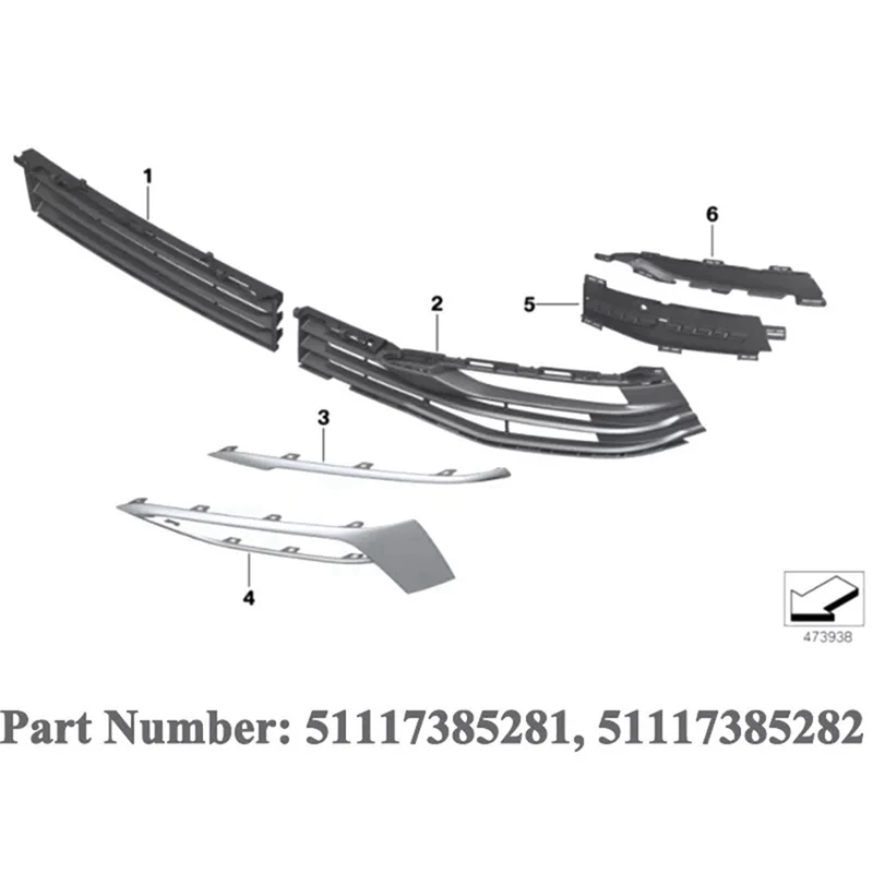 For BMW 5 Series G30 G38 Sport-Pair Front Bumper Fog Light Grille Trim