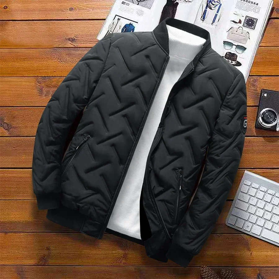 Men Cotton Jacket Autumn Winter Stand Collar Casual Korean Fashion Streetwear 4XL 5XL