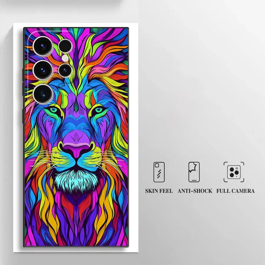 Black Soft Shell Case with Colorful Anime Lion Design