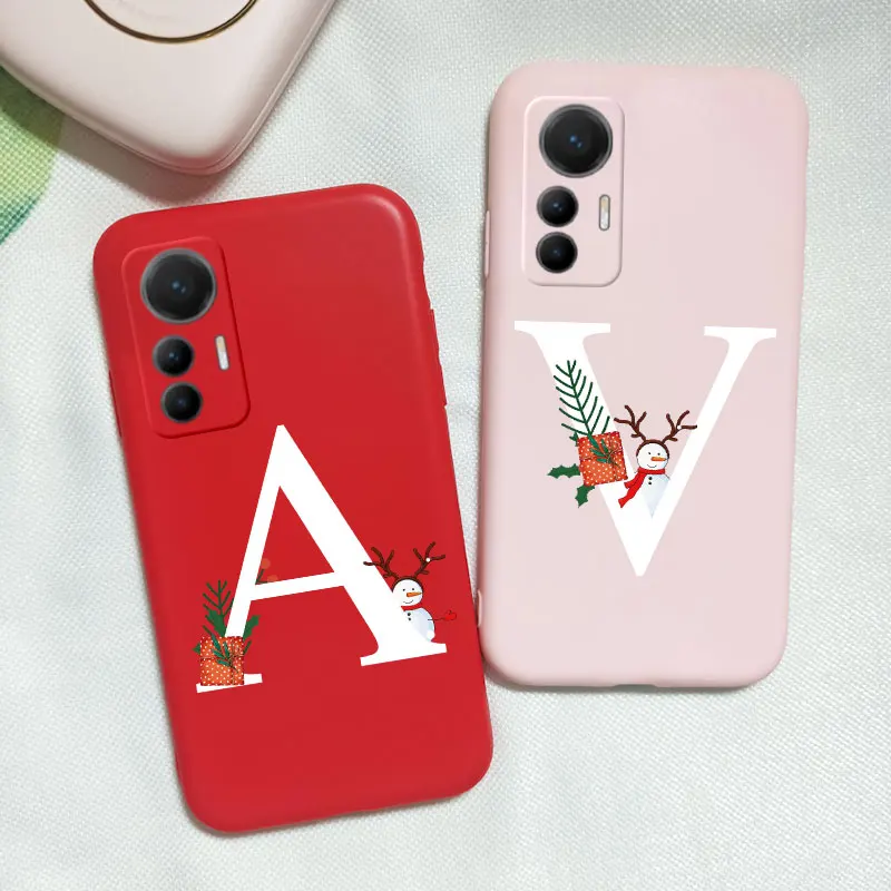 

Чехол для Xiaomi 12 Lite, силиконовый чехол с рождественскими надписями для Xiaomi Mi 11 Lite, Xiomi Mi11, задняя крышка с милым снеговиком, розовый, красный чехол