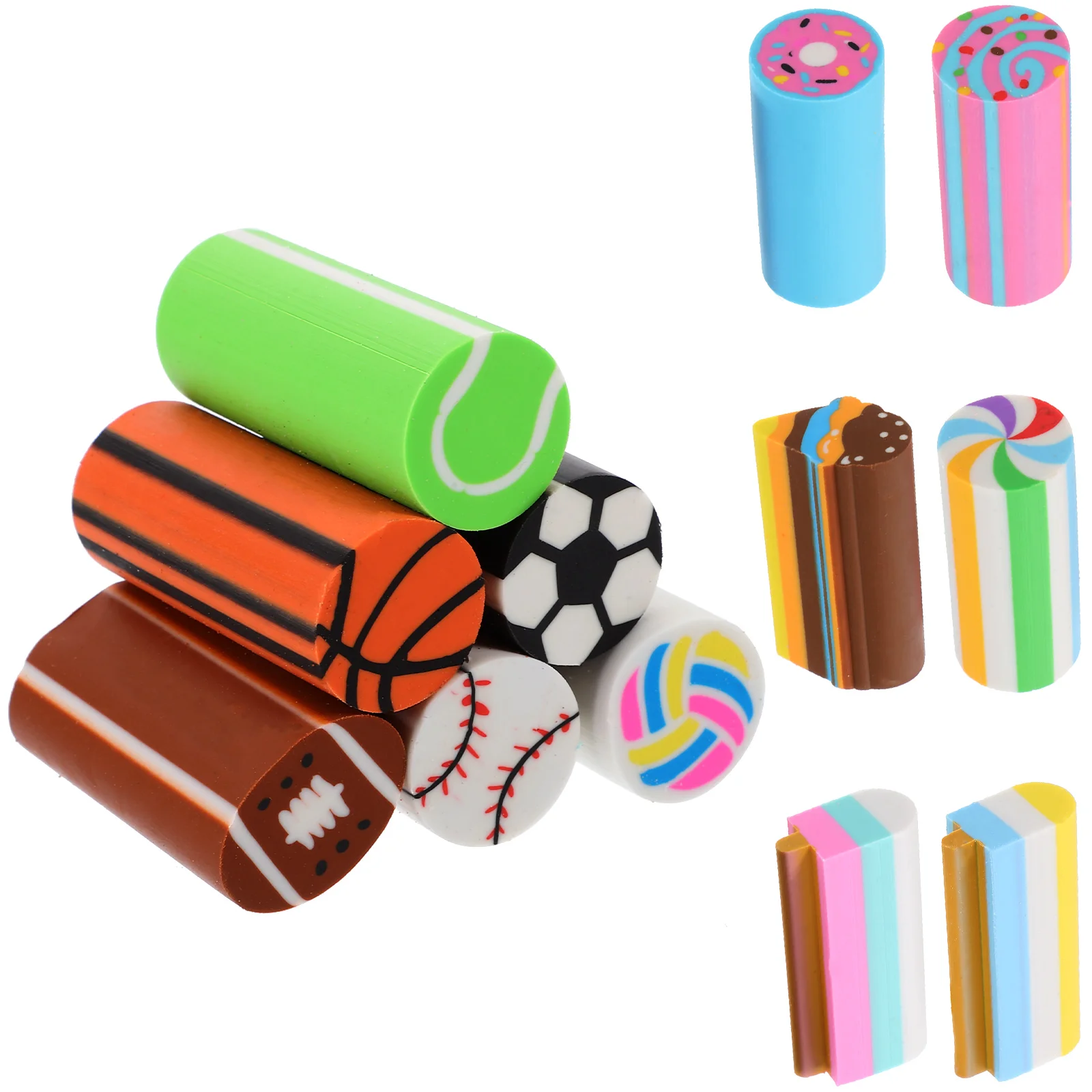 

12 Pcs Cartoon Eraser Mini Erasers Portable Compact Pencil School Multi-function Small Delicate Wear-resistant