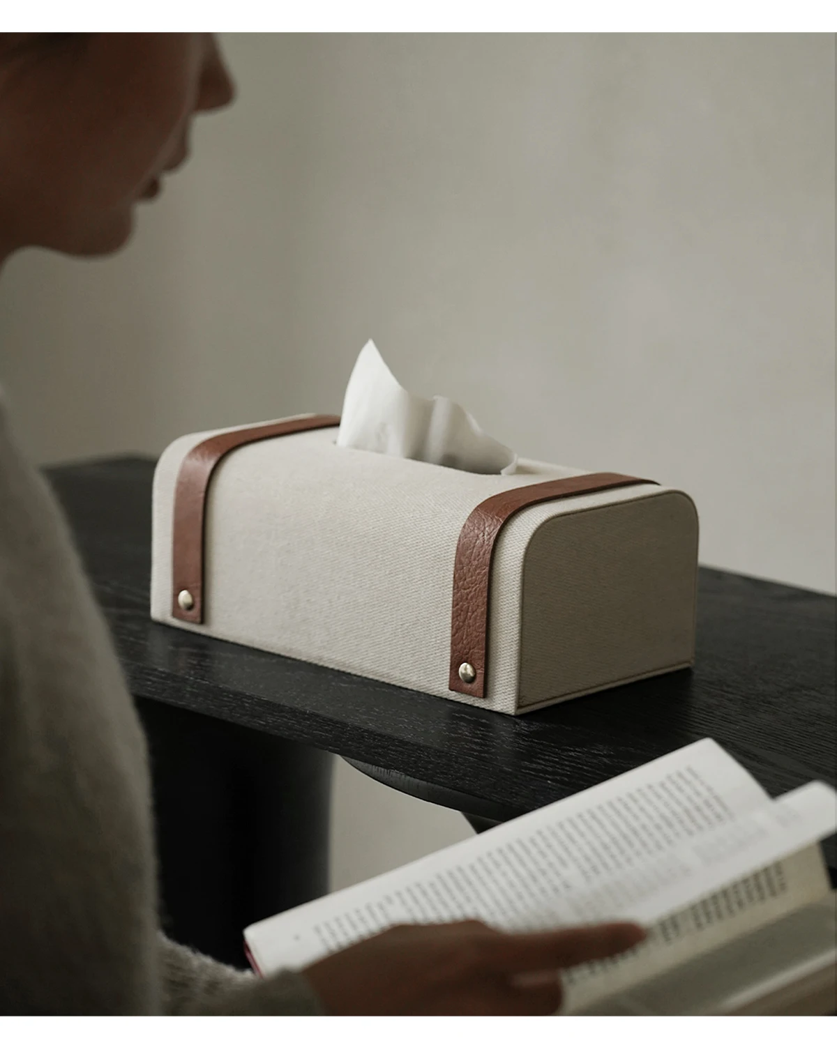Modern Black Brown Leather Buyer Paper Box Living Room Ornaments Dining Table Coffee Table Decorations Tissue Box For Bedroom 3