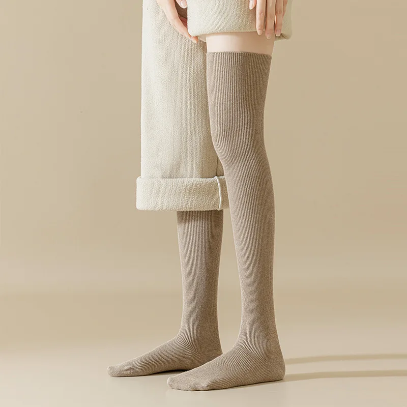 

Женские зимние чулки, соблазнительные модные однотонные облегающие плотные утепленные с петлями внутри теплые облегающие носки JK Длинные выше колена для девочек