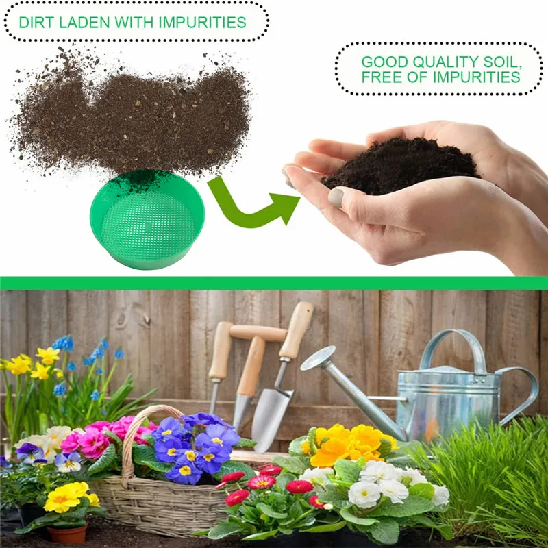 Garden Sieve Mesh Soil Screen Griddle Plastic Succulent Planting Basin For Compost Soil Filtering Earth Stone Gardening Tool