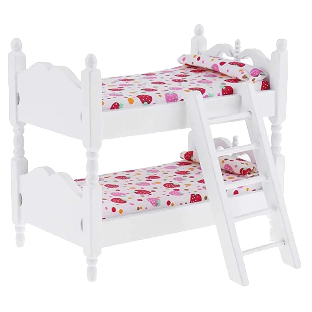 

Zerodeko Lps Accessories Bunk Beds Set 1 12 Scale Doll House Furniture Bunk Bed Ladder Wooden Miniature Furniture Model