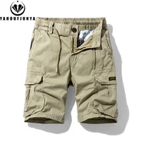 Men Summer Solid Color Outdoor Leisure Cargo Comfortable Shorts Men Elastic Waist Loose Straight High-Quality Design Shorts Male 2