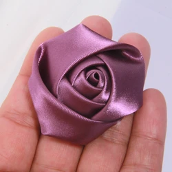 Set of 10 Large Rose Fabric Artificial Flowers for DIY Accessories and Decorations (Deep Purple)