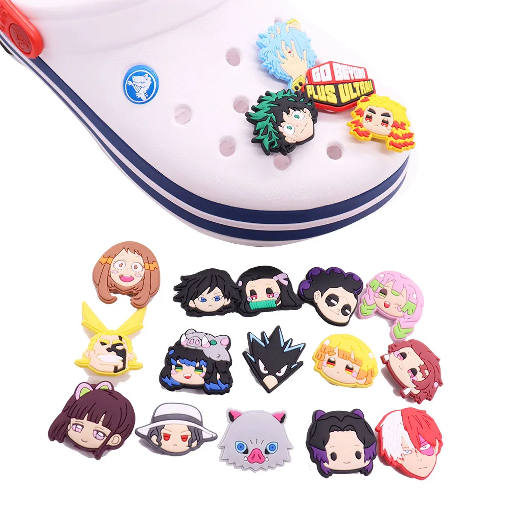 11 Pcs Kimetsu No Yaiba Chibi Anime Shoe Charms Manga Clog Pins Accessories Demon Slayer Croc Charm Fit A Variety of Shoes with Holes - Party Gifts