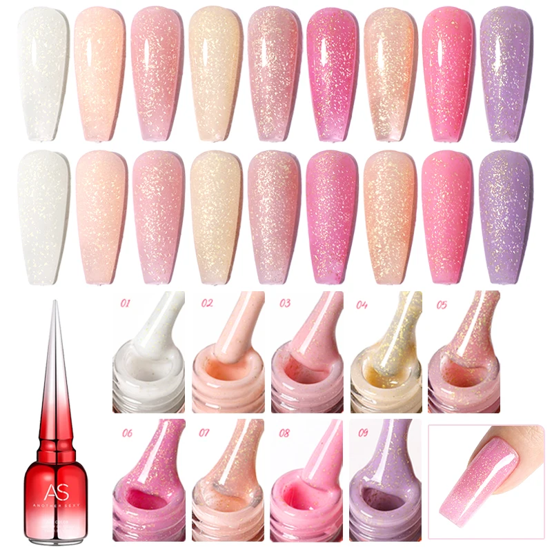 15ml Rose Gold Glitter Quick Extension Gel Nail Polish Pink Foils Effect Construction Nail Art Rubber Base Gel Varnish
