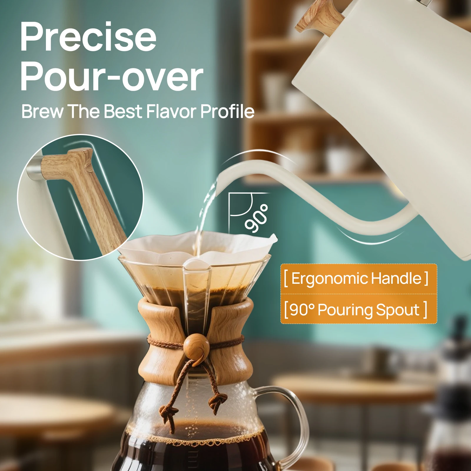 غلاية كهربائية معقوفة غلاية قهوة 900 مل مقبض تعديل...