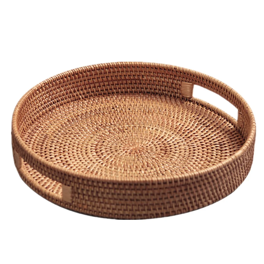 

Decorate Rattan Storage Basket Home Woven Bread Baskets for Serving Multipurpose Tray