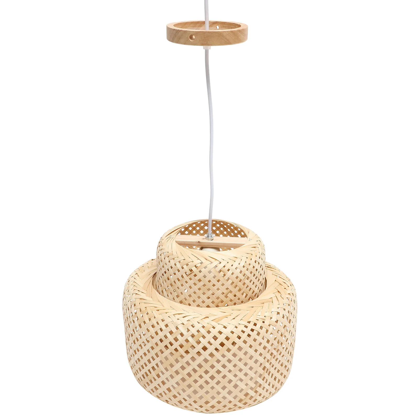 

Modern Hand Woven Bamboo Chandelier Lampshade Celing Light Cover Pendant Dining Rroom Light Fixture Without Bulb