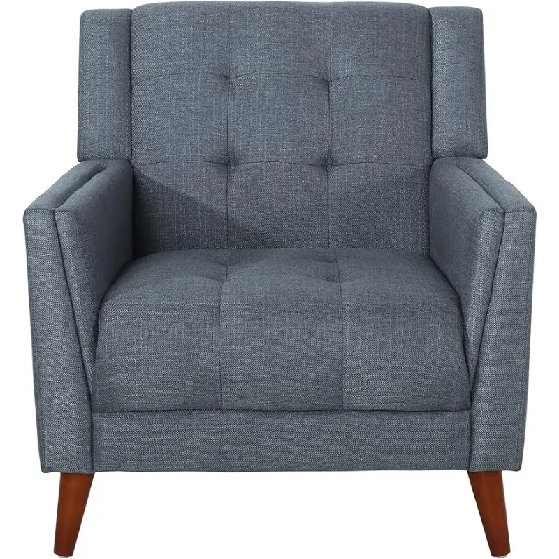 

Современный тканевый стул Evelyn среднего века, темно-серый, Ореховый клубный стул, удобные стулья для гостиной, спальни