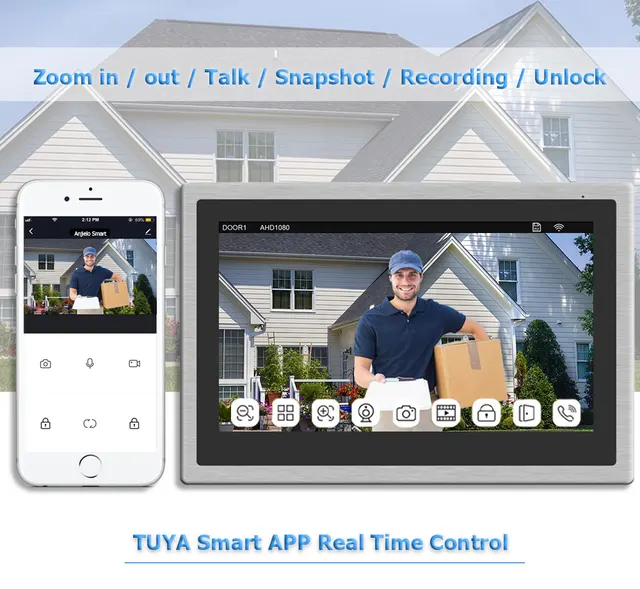 4CH IDVR Video Intercom With Camera Tuya Smart Home 10inch Touch Screen 1080P Video Doorbell Intercoms For The Apartment 3