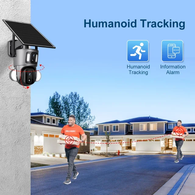 Ubox Camera 4G 8MP Solar Camera 20X Zoom WiFi Surveillance Camera Security Protection PIR Detection Auto Tracking Security Cam 3