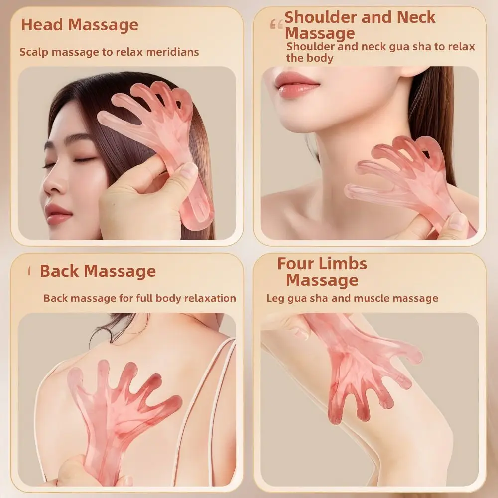 Five-Claw Head Meridian Massage Comb Resin Anti-static Back Scratcher Handheld Multifunctional Long Handle Comb