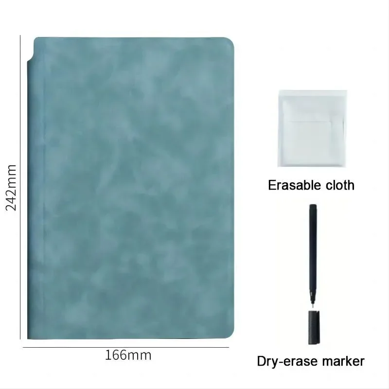 1 Pcs Reusable Whiteboard Notebook Set With Whiteboard Pen Erasing Cloth Leather Memo Pad Weekly Planner Portable Stylish Office - 6