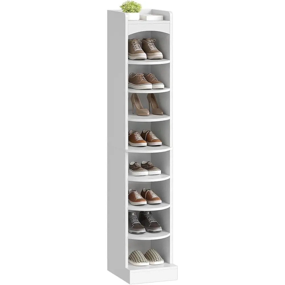 9-Tier Wooden Shoe Rack Organizer, Slim Storage for Small Spaces, Holds 9 Pairs, Suitable for Entrance or Hallway, White