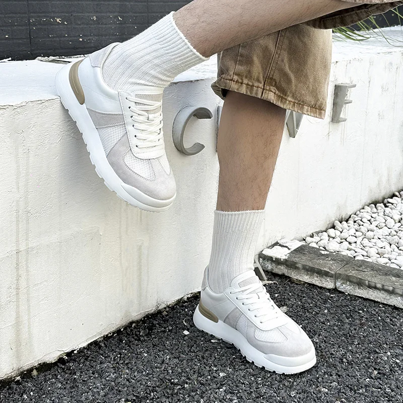 Baskets décontractées homme en cuir véritable pour extérieur_voghion.com
