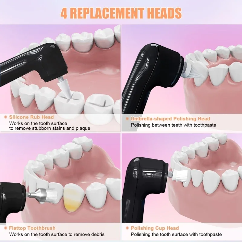 Electric Tooth Polisher with 5 Replaceable Heads Dental Plaque Tartar Remover Teeth Whitening Cleaner Tool dental cleaner