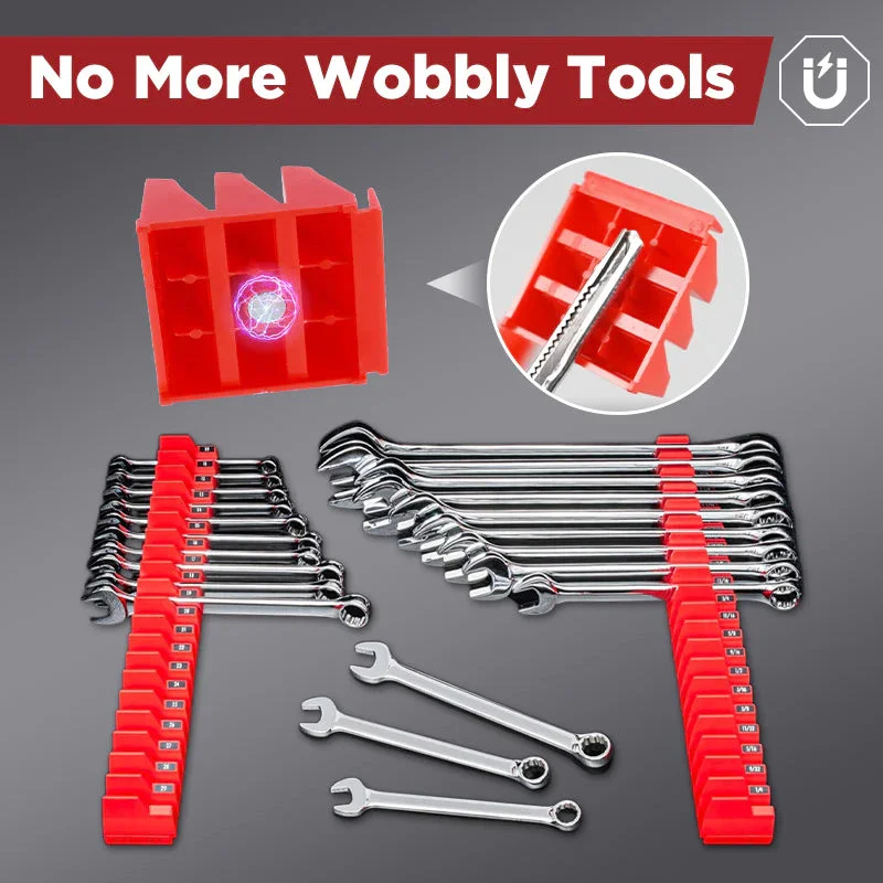 Wrench Organizer Rack Set Wrench Rack Holder 23-46PCS Capacity Multifunctional Compact ABS Magnetic Modular Wrench Organizer