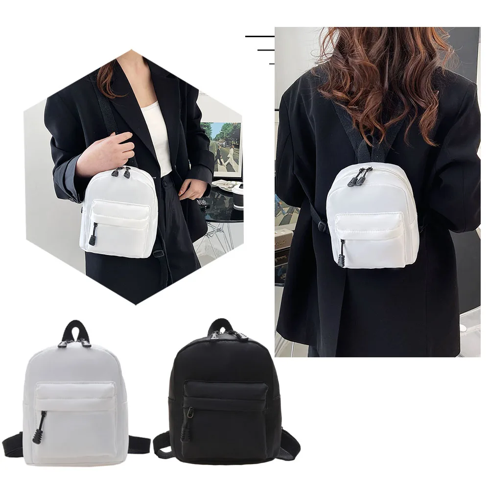 Casual Nylon Women Mini Backpack Solid Color Small School Bags for Students Shoulder Handbags Female Traveling Top-hondle Bags