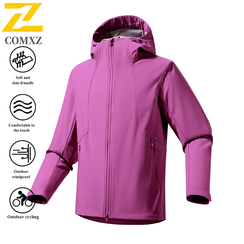 EiAO Jacket Badass Couple's Workwear Softshell Windproof Waterproof Loose Fit Outdoor Coat for Hiking Fishing Camping Streetwear