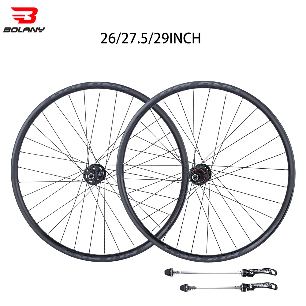 Bolany Tubeless Ready RIM MTB Bike Wheelset 26/27.5/29inch Quick Release Rims 32Holes Disc Brake Bearing Front 2 Rear 4 Ultralig